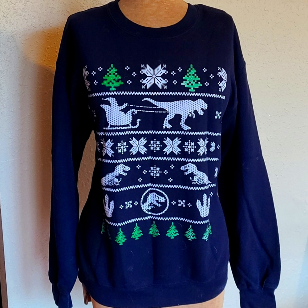 Ugly Jurassic Park Christmas Sweater MED